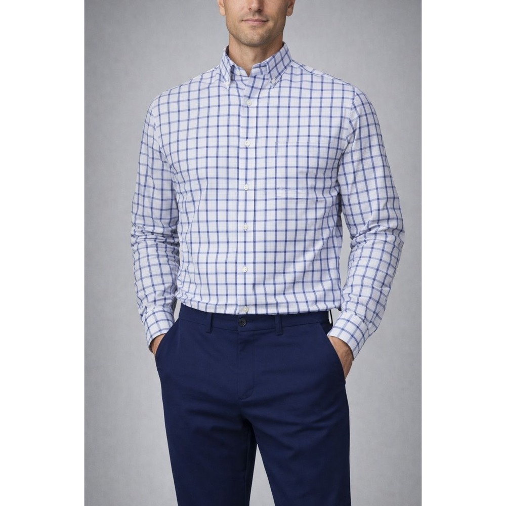Mizzen+Main Leeward XXL Mens Long Sleeve Plaid Performance Dress Shirt Stretch‎